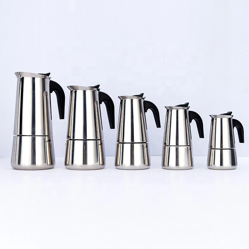 Мини 1/2/3/5/6/9 чашки OEM Bialetti Moka горшок из нержавеющей стали с предохранительным клапаном для ресторанов