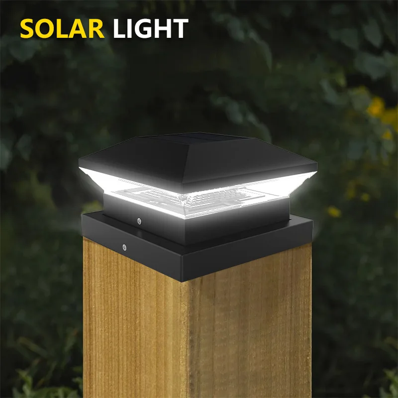 Outdoor Waterproof Solar Garden Post Cap Fence Light Led Solar Power Column Cap Head Path Lamp