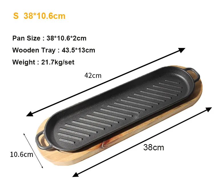 Pre-seasoned Serving Platter Frying Pan Skillet Cooking Steak Plate Grill Pan Sizzling Cast Iron Fajita Pan Plate