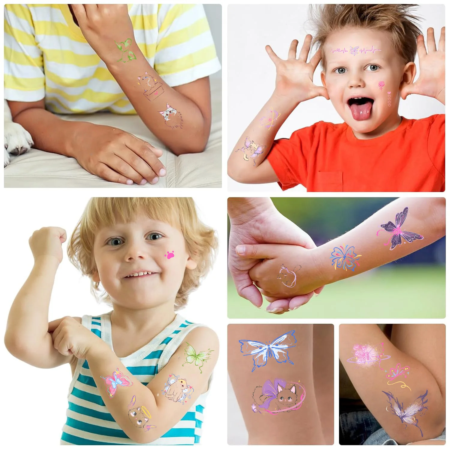 Custom Design 10 Pack Water Transfer Waterproof Temporary Small Blue Butterfly Tattoo Stickers
