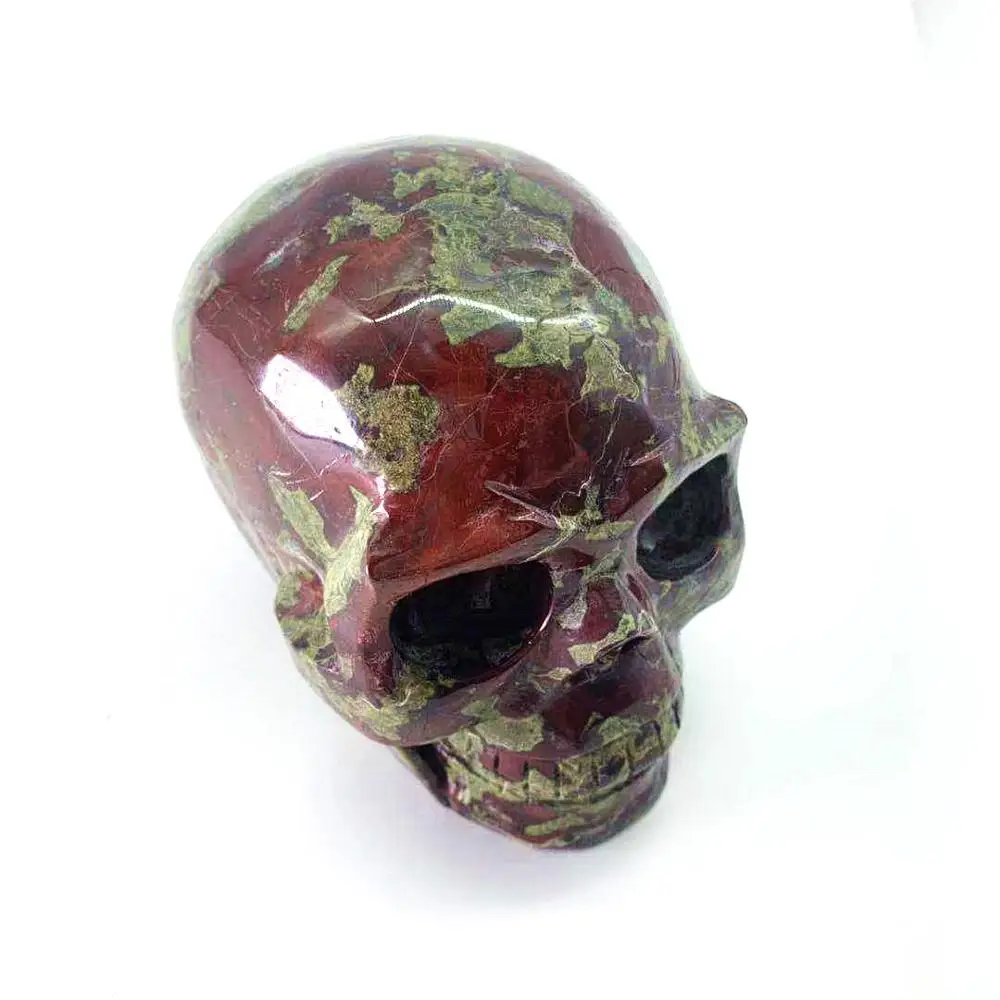 Оптовая продажа, натуральный ручная резьба, дракон, кровь, камень, черепа, Хрустальный ремесло, череп для украшения