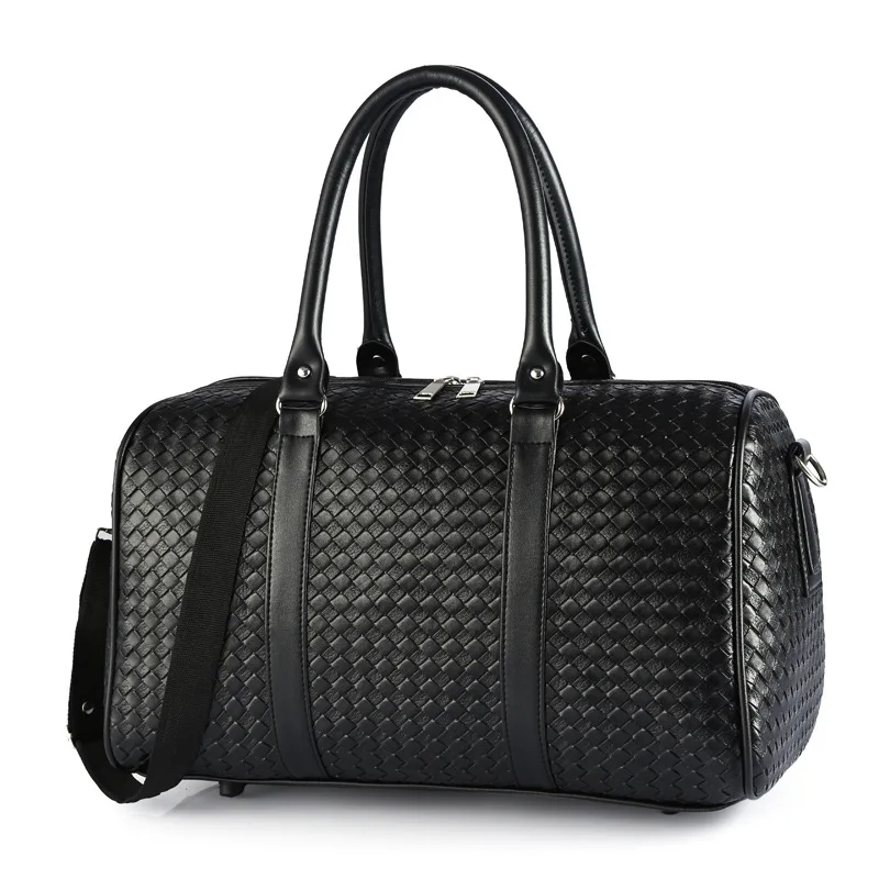 High quality simple pure color woven PU soft  waterproof travel luggage bags for long and short distance