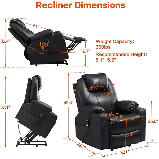Amazon Wayfair Best Selling Modern Home Power Electric Rise Lift Recliner Single Chair With Heated Massage