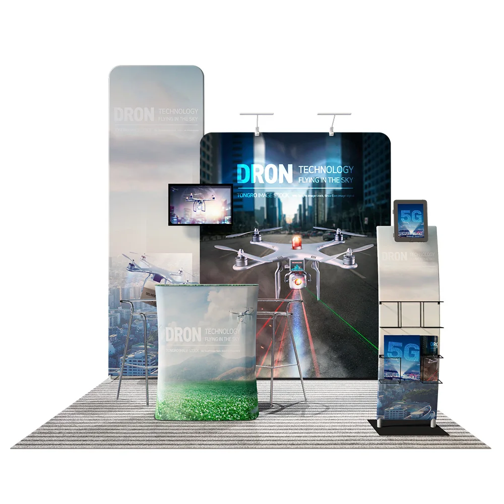 Portable Aluminum Tube Advertising Tension Fabric Backdrop Exhibition Stand Display Modular Trade Show Booth