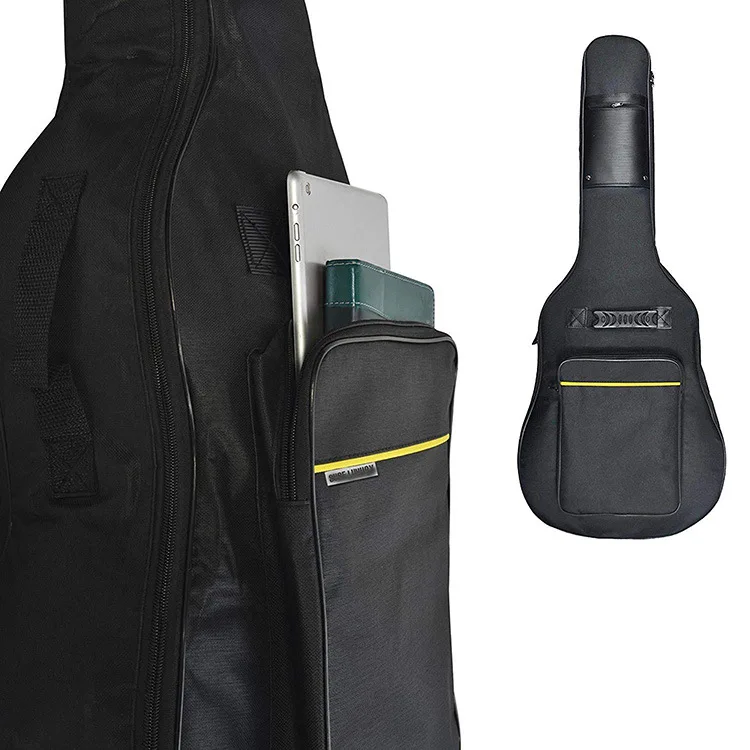 Custom 41 Inch Black Acoustic Guitar Bag Thick Padding Waterproof Guitar Case Gig Bag with Back Hanger Loop