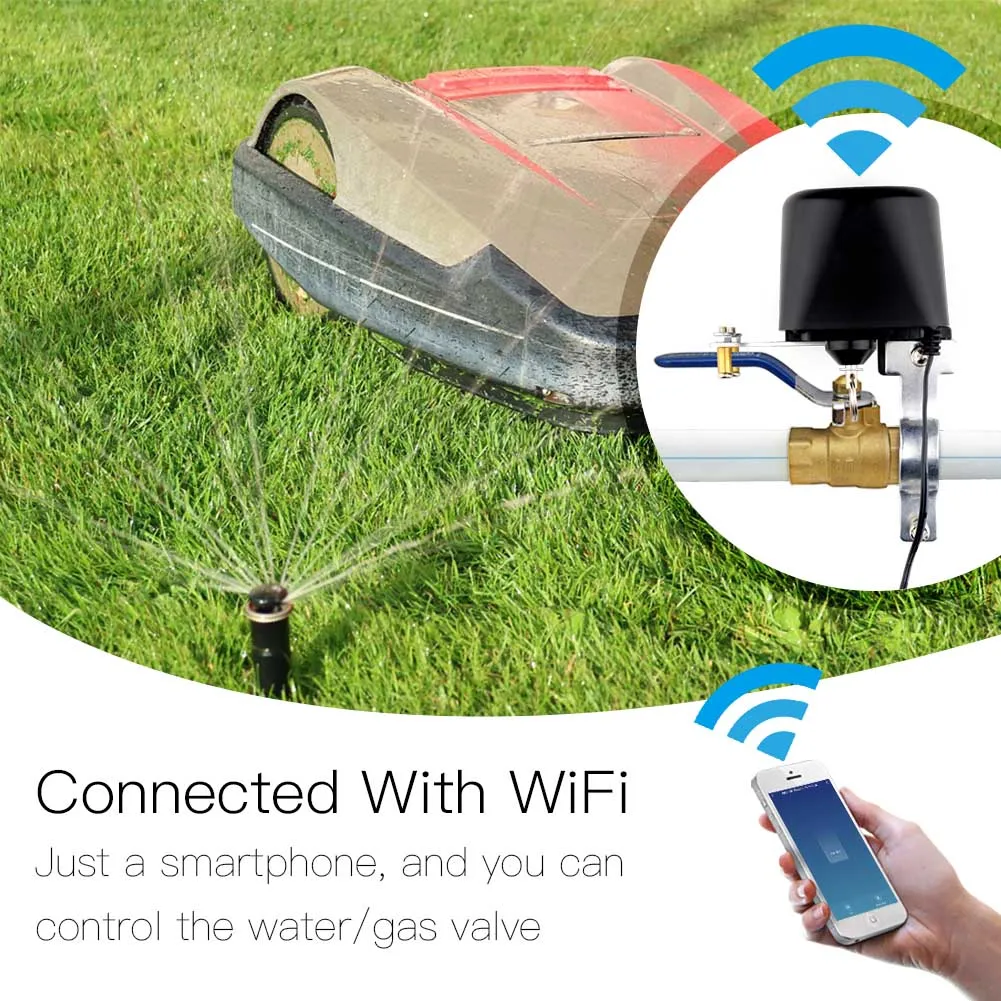 Eruiklink Smart WiFi Auto Valve for Gas / Water Smart 2.4g WiFi Voice Control  With Alexa Google Home Tuya wifi Smart valve