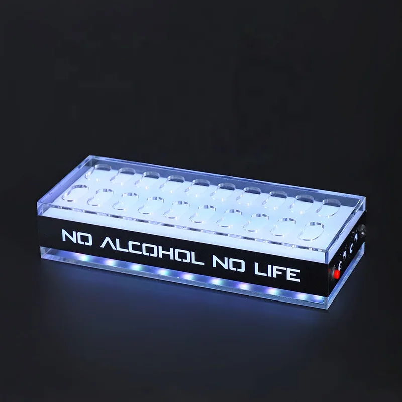 Rechargeable LED Shot Glass Display Stand Luminous LED Shot Acrylic LED Shot Cup Holder Light Up Serving Tray For Bar Nightclub
