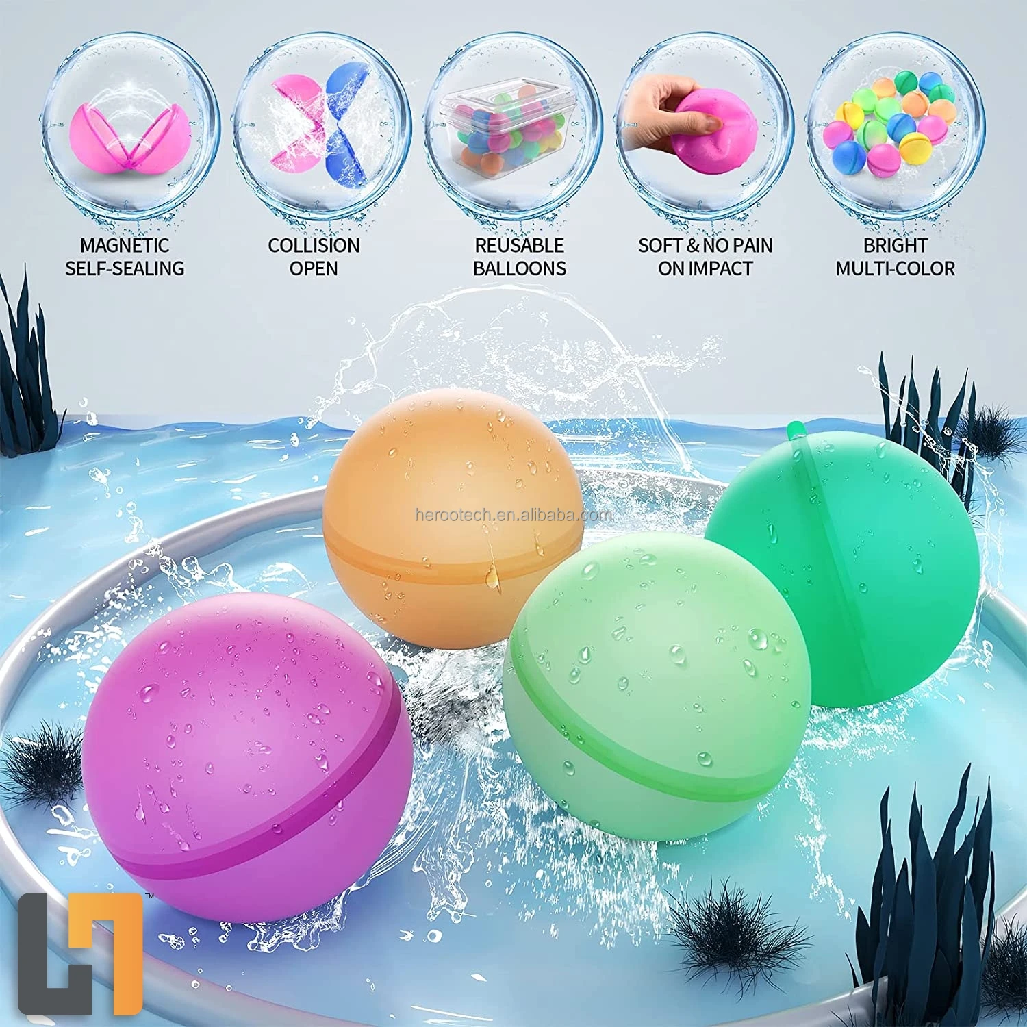 Magnetic Water Balloon Magic Quick Fill Water Splash Ball Toys Self-sealing Reusable Water Bomb
