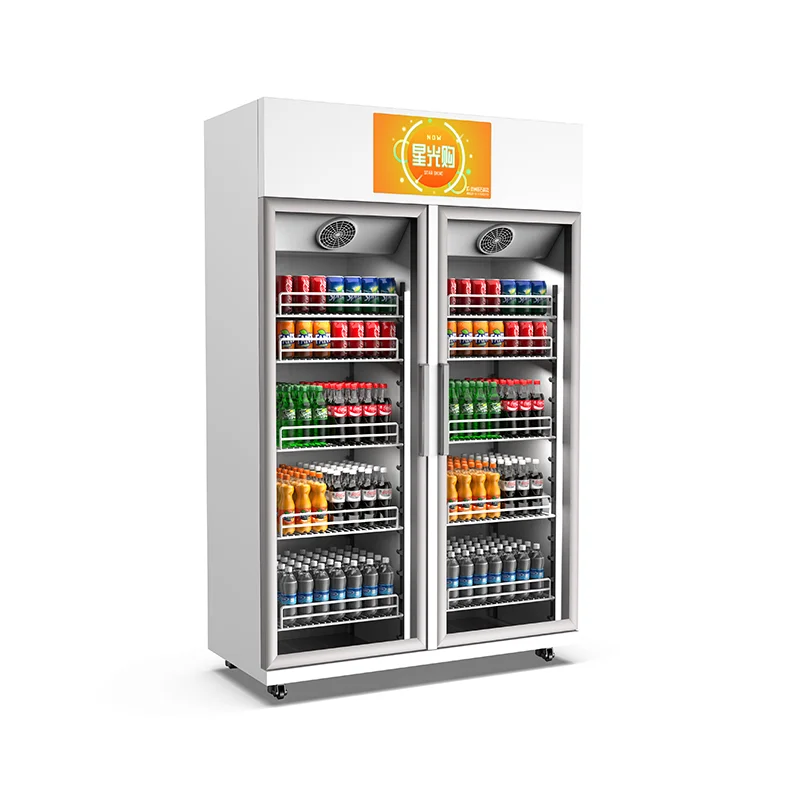 Custom Coin-Operated Supported Double Cabinet Combo Food & Drink Smart Fridge Vending Machine Ai Camera with Nayax Card Reader