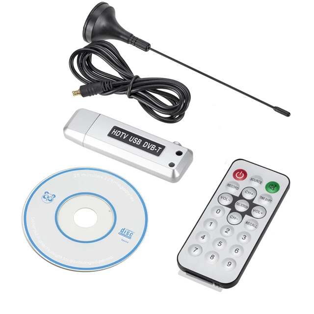USB 2.0 DVB-T Digital TV Receiver HDTV Tuner Dongle Stick Antenna IR Remote Free