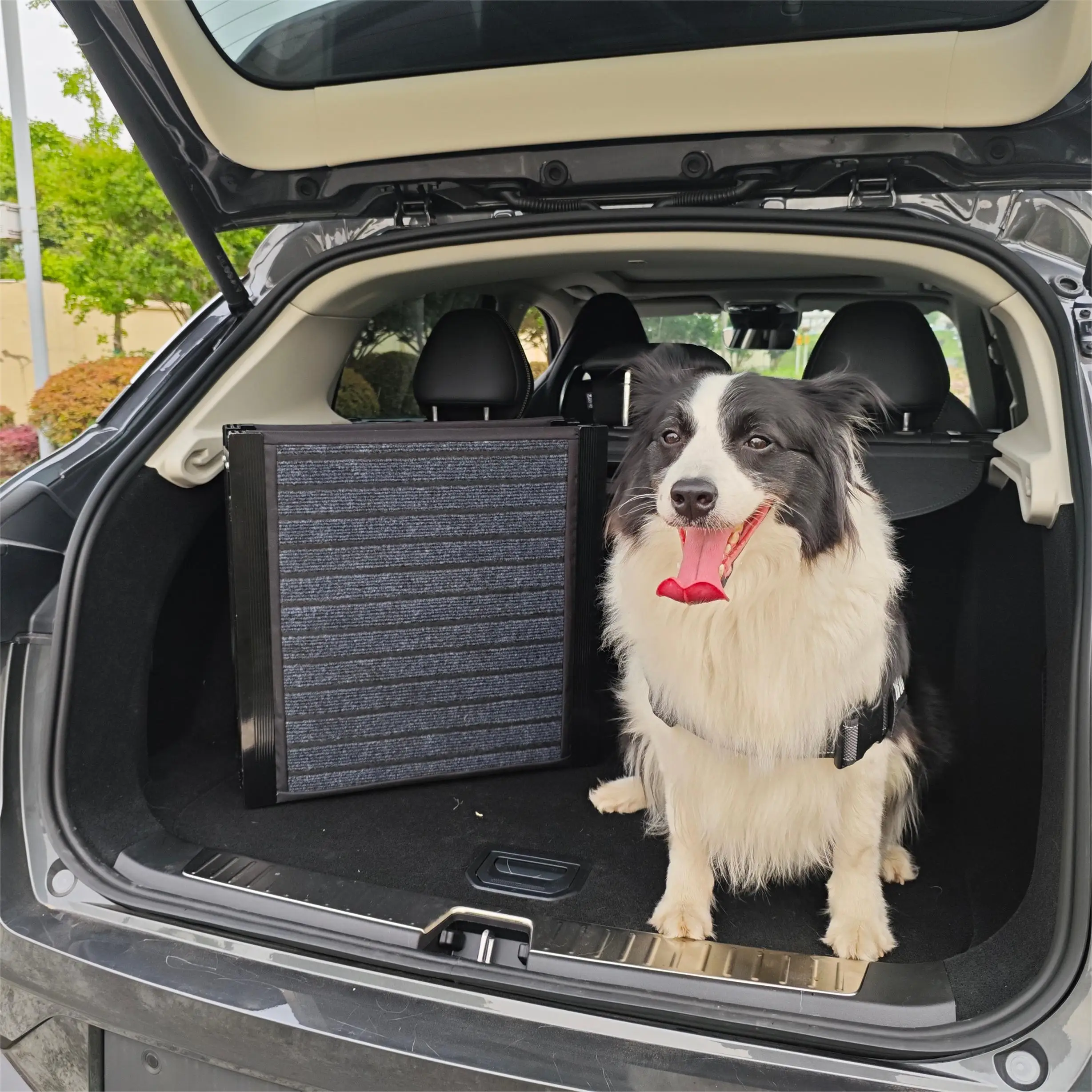 CANBO Portable Collapsible Dog Step Ramp High Load Bearing Aluminum Pet Dog Ramp Ladder with Felt Non-Slip Surface