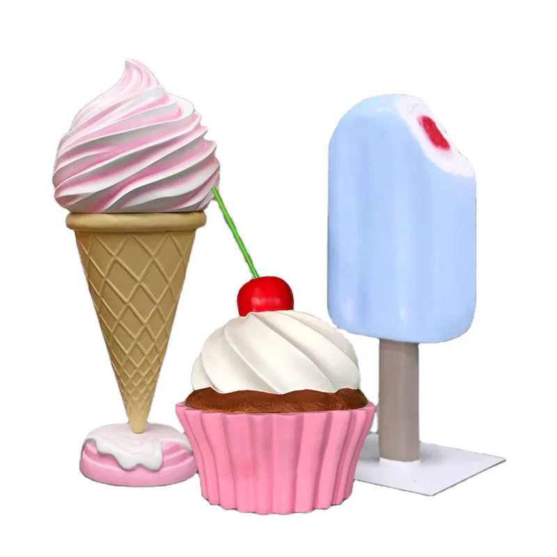 Large  Outdoor dessert shop Decoration life Size fiberglass ice-cream Sculpture prop  For Sale