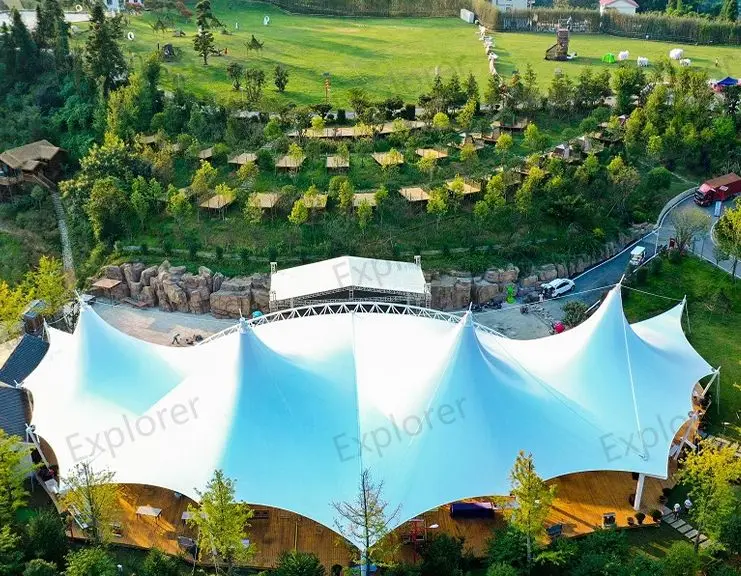 Pvdf Membrane Structure Tension Membrane Sunshade  Canopy