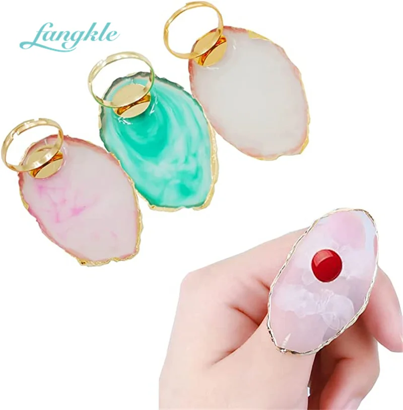 Fangkle Oval Shaped Colorful Nail Gel Polish Painting Ring Nail Art Palette