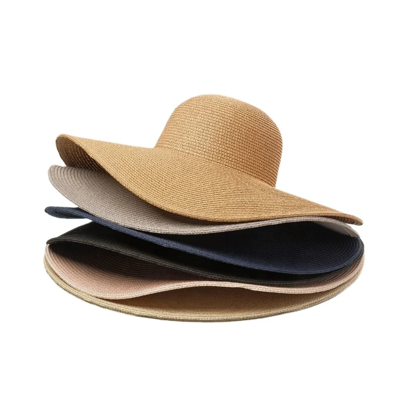 Manufacturer sombrero elegante Large Size 57cm 100% Wheat Panama Beach womens straw hat