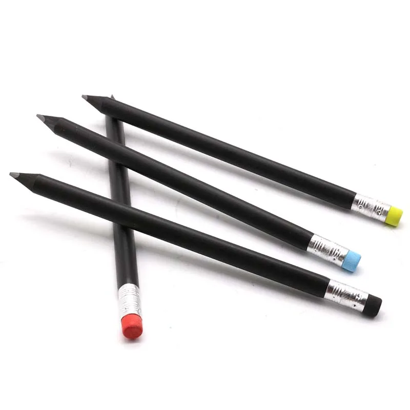 Custom Black Wood Jumbo HB Pencils With Colored Eraser High Quality Luxury Writing Pencil For Kids