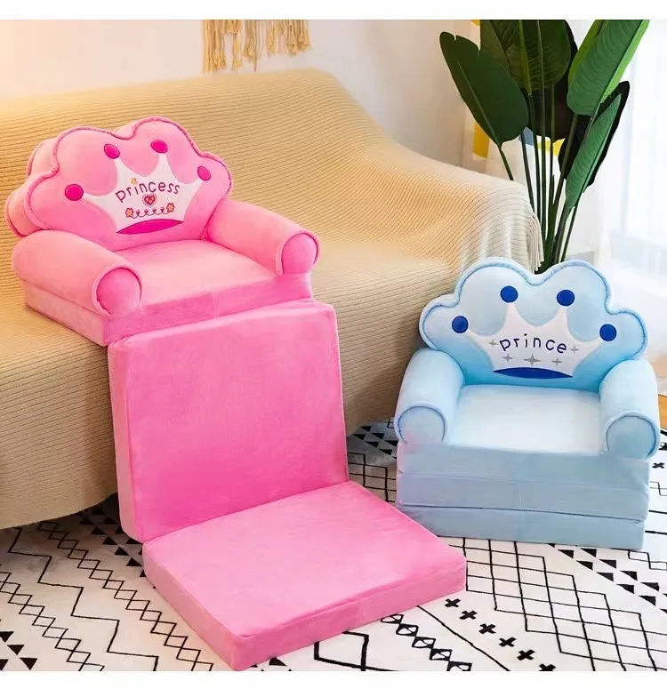 Toddler Kids 120cm Triple Foldable Cartoon Sofa Children Soft Plush Cute Cotton Protect Seat Baby Playing Chair Lounger