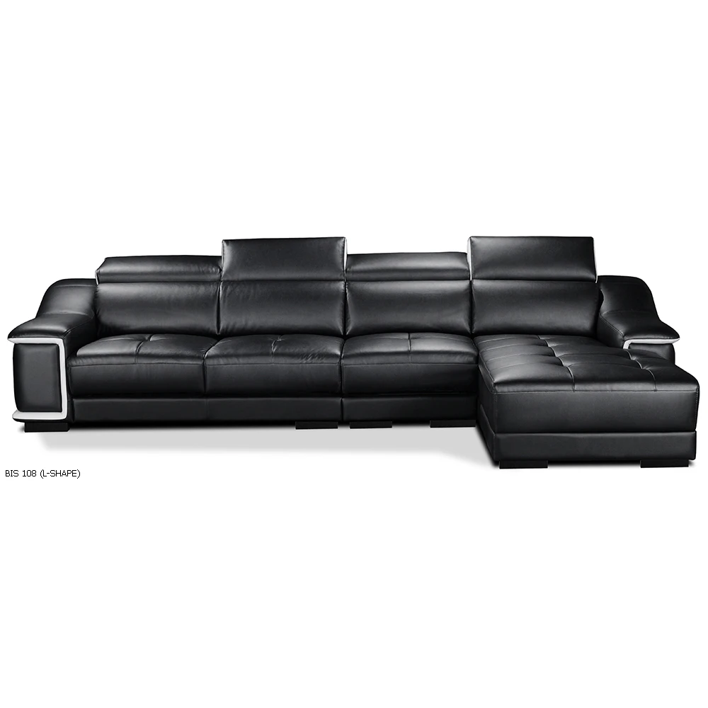 L-Shape Sofa BIS 108 Living Room Modern Home Furniture Genuine Leather Fabric Modular Design Couch Lounges Malaysia