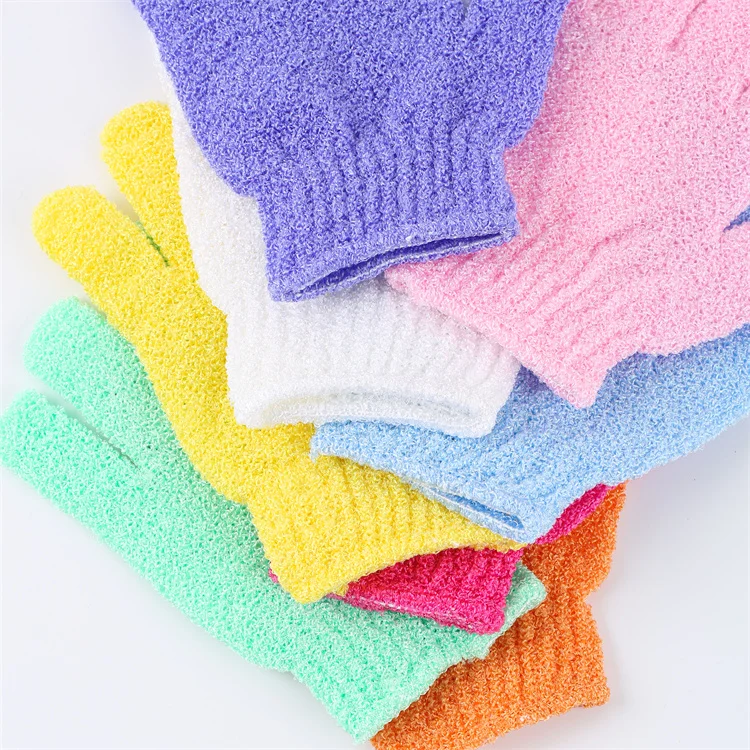 Customized Logo Many Color Eco Friendly Massager Body Cleaning Exfoliating Gloves Scrubbers Bath Body Mitts Five Fingers Gloves