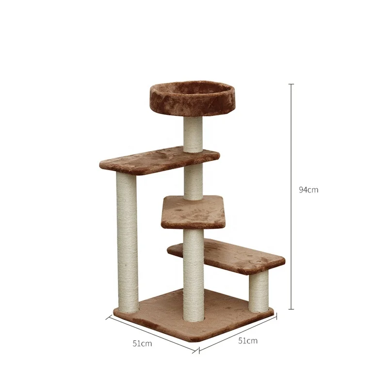 Professional eco-friendly wooden sisal cactus cat scratcher tree
