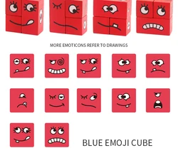 Wooden Expressions Matching Block Puzzles Building Cubes Toy Board Games Educational Montessori Toys for Kids Age 3 Years and UP