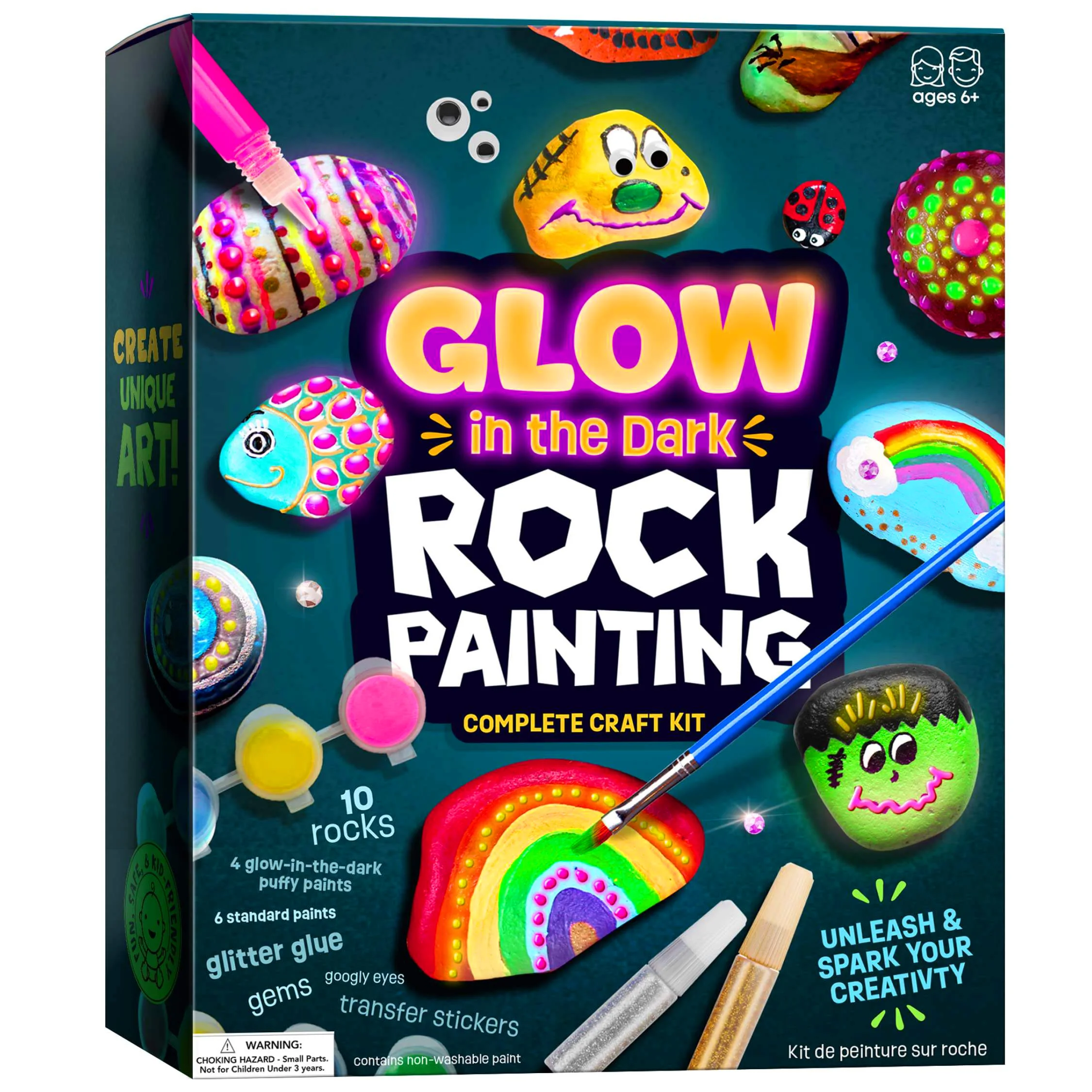 Kids Rock Painting Kit  Glow in The Dark paint Arts & Crafts Creative Gifts for Boys and Girls Ages 4 12  Craft Activities Kits