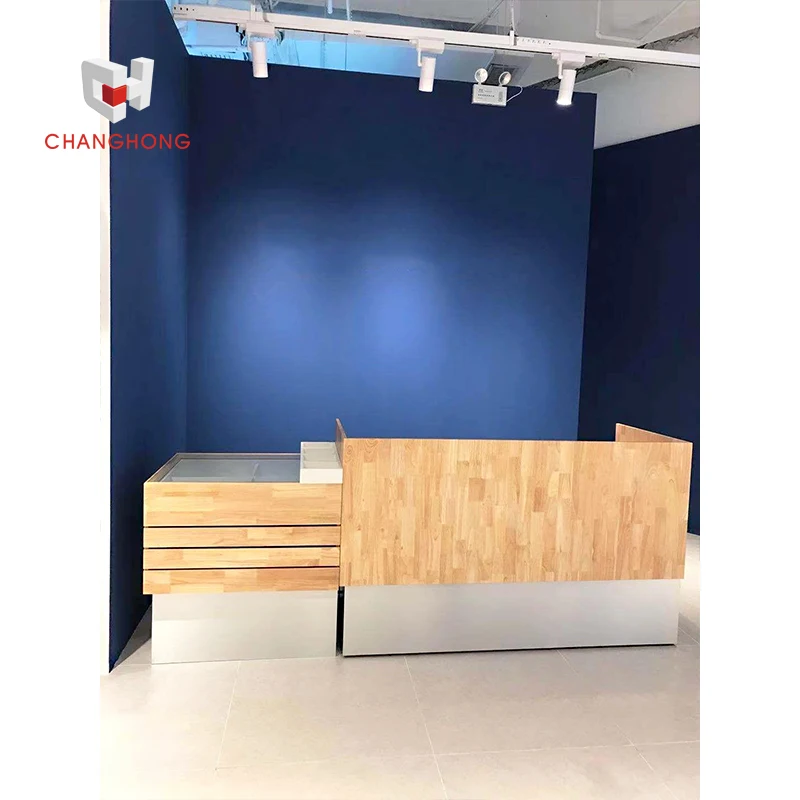 Combined Type MDF Checkout Counters Reception Desk with Storage Modern Shop Counter Design for Garment Store