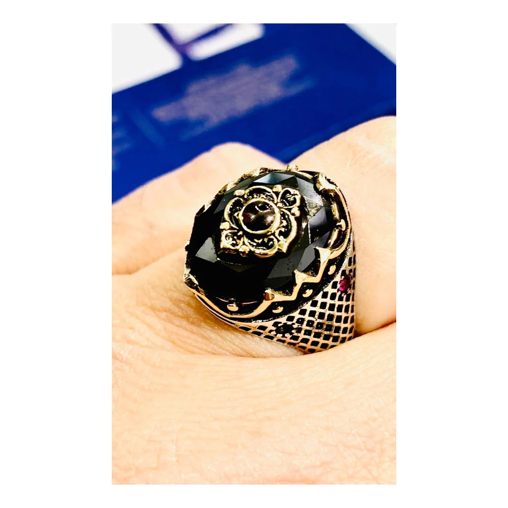 Zirconia Stone Silver Ring Unisex Authentic Ottoman Turkish Rings Jewelry