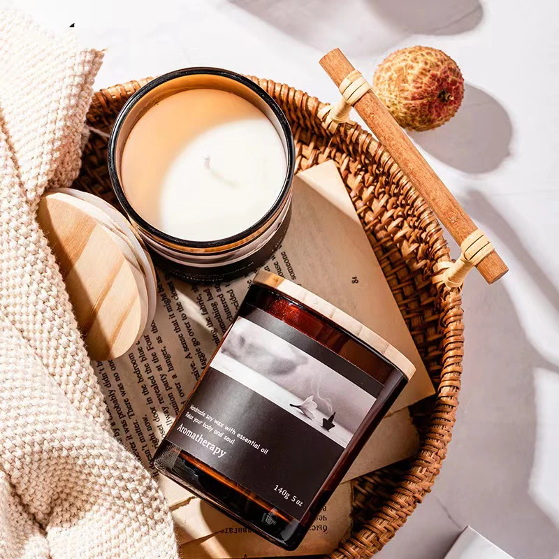 Wholesale classic candle with wooden lid smokeless sleep aid SPRING HAIKU scented candles