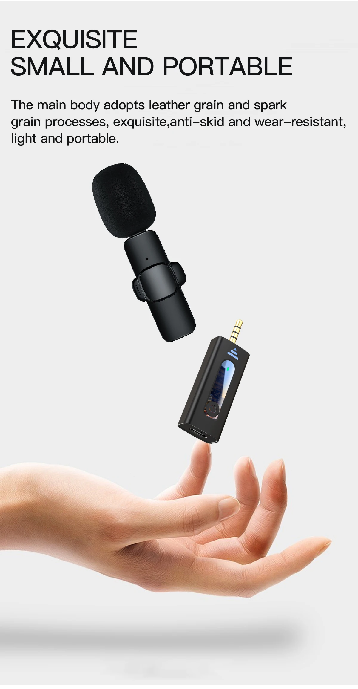 Portable mini Lavalier Wireless Microphone clip-on lapel mic Vlog teaching podcasting studio record live stream gaming interview