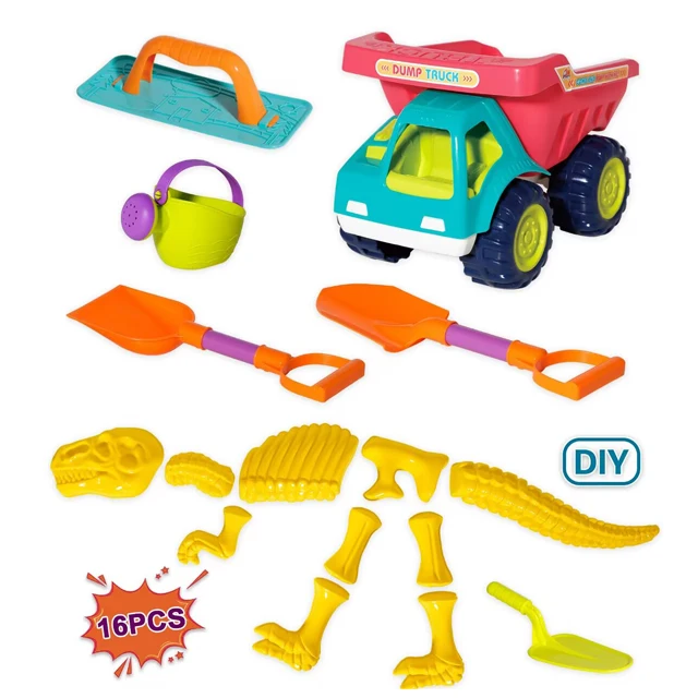 New beach sand toys diy dinosaurs models beach toy car 2 types mix 16pcs