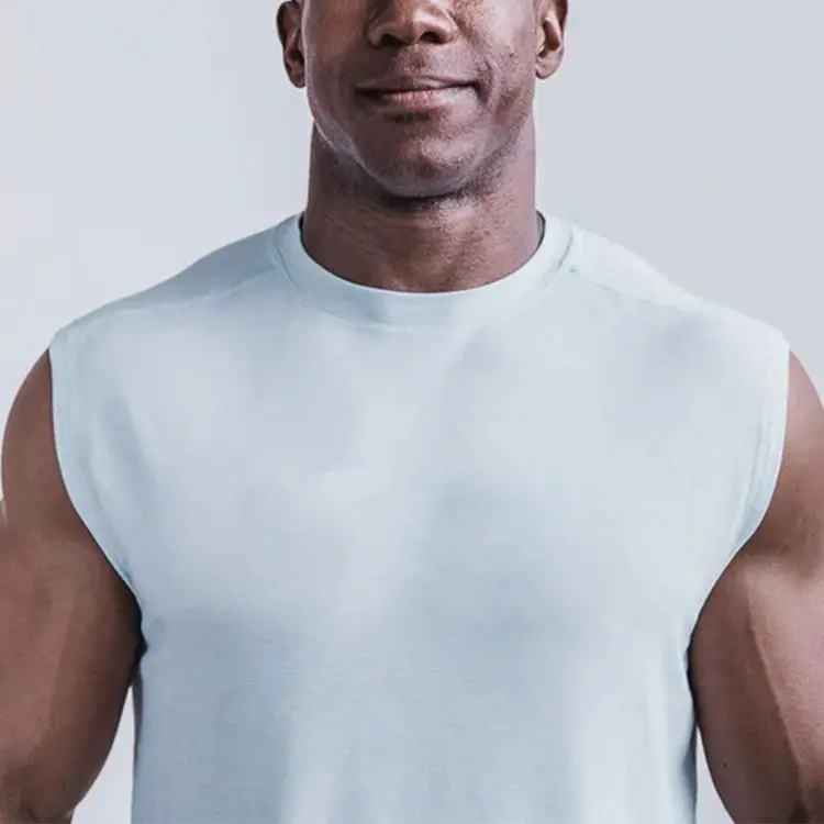 RG-50 Cotton 50 polyester tank top mens t-shirt gym sports wear fitness boys slim fit t shirt