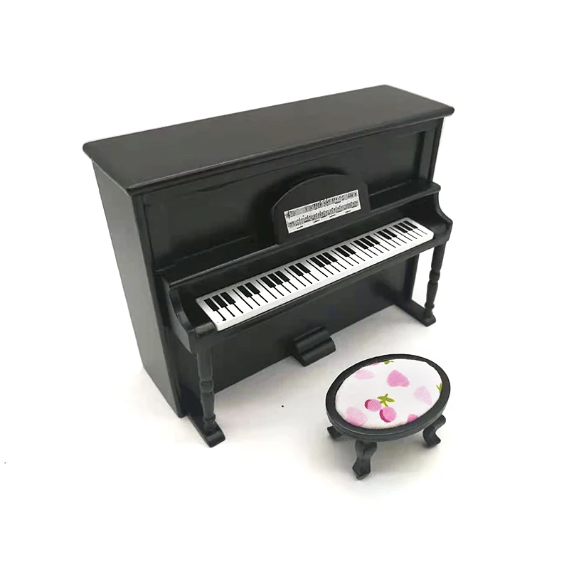 iland miniatures Dolls house miniature music instrument mini piano with stool model black HE005G