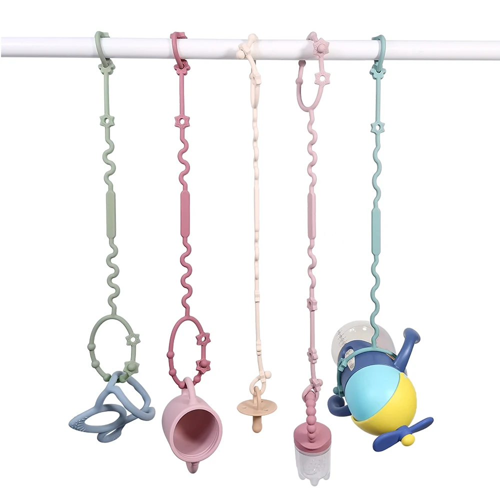 Dongli BPA Free Prevent Drop Silicone Pacifier Clip Adjustable Baby Bottle Toy Teether Straps for for Strollers High Chair Cribs