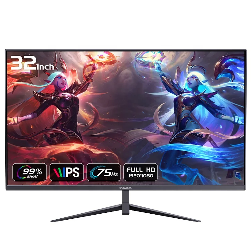 SNOWMAN 1080P Pc Monitor 32 Inch Desktop Computer Display Screen Anti-blue Light Gaming Monitors 75hz LCD Flat Monitor