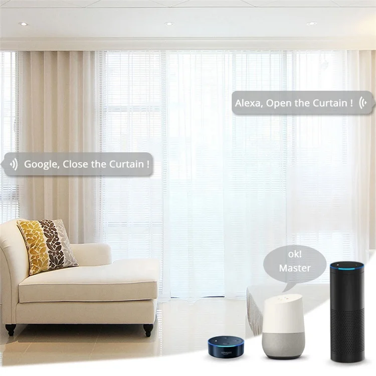 Shuwei Beijing Smart Home Bay Window Curtain Track Alexa System Tuya Curtain Motor with Track Kit