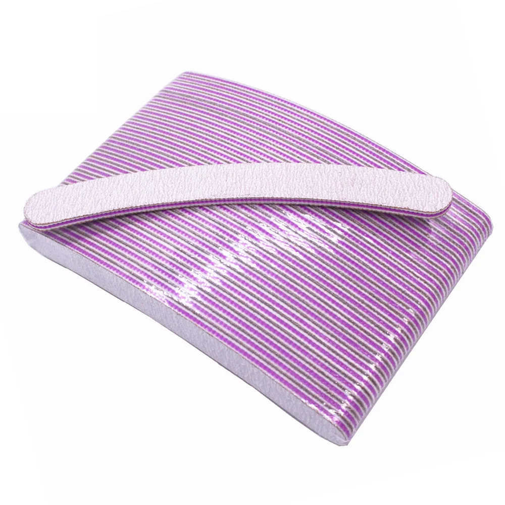 Custom Printed Professional Nail Salon Tools Half Moon Disposable Zebra 100 180 Nail File Customized EVA Logo