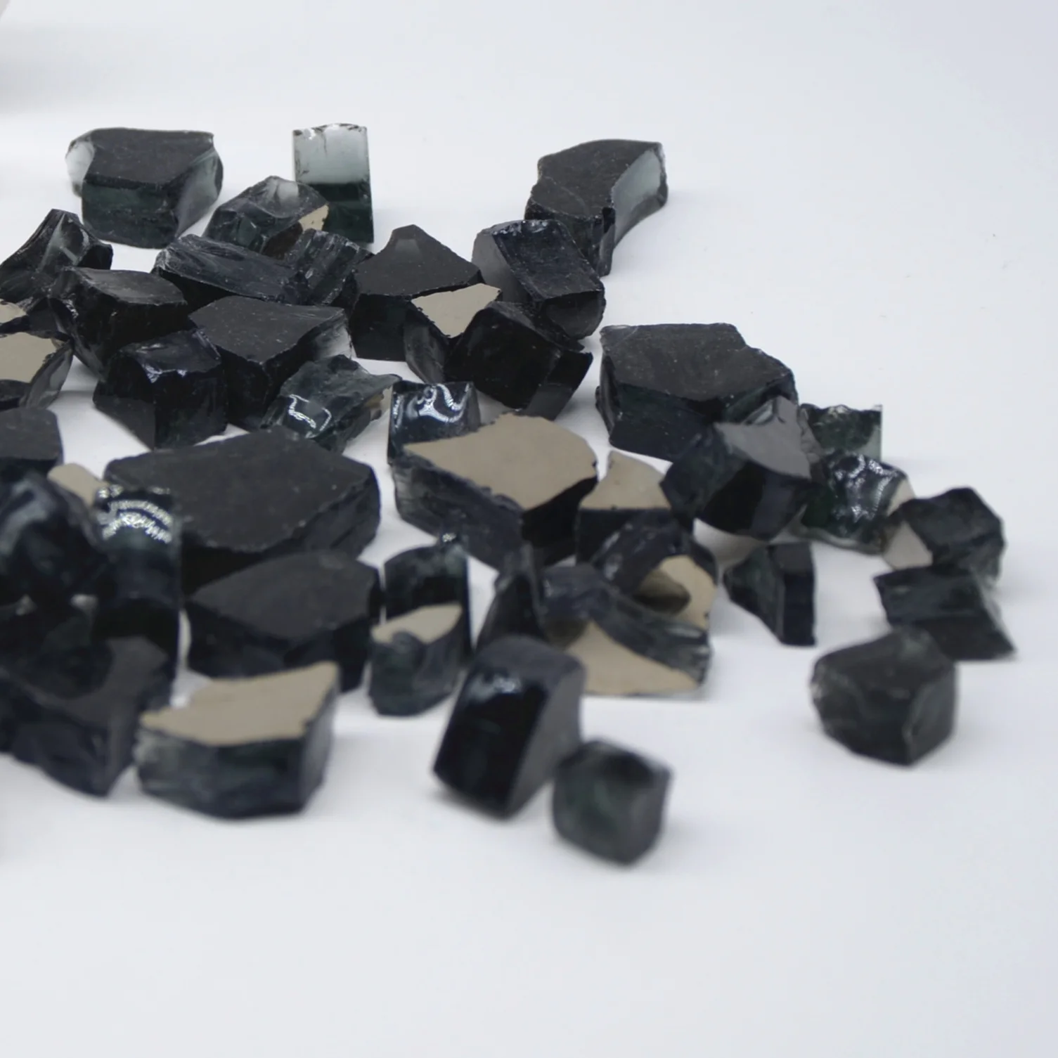 1/2' black broken glass fire pit tempered glass