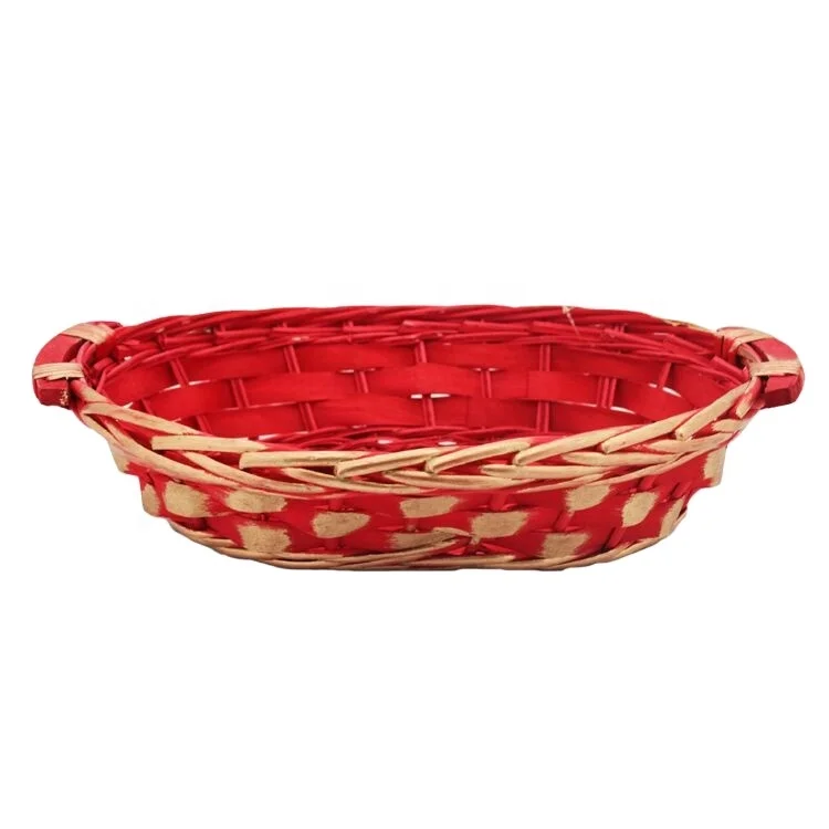 Wholesale Handwoven Mini Wicker Wood Chip Basket Hamper for Kids