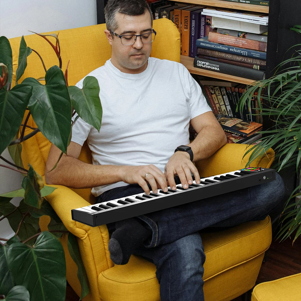 Konix 2024 new midi keyboard  LED Screen 49keys MIDI Keyboard electronic piano midi controller with pads arrange