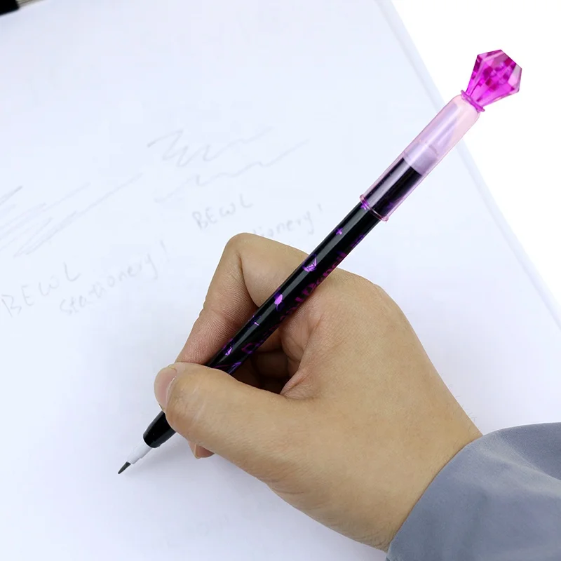 BECOL Wholesale Novelty Non-Sharpening Plastic Bullet Push Point Pencil Colorful Diamond Design Mechanical Pencil