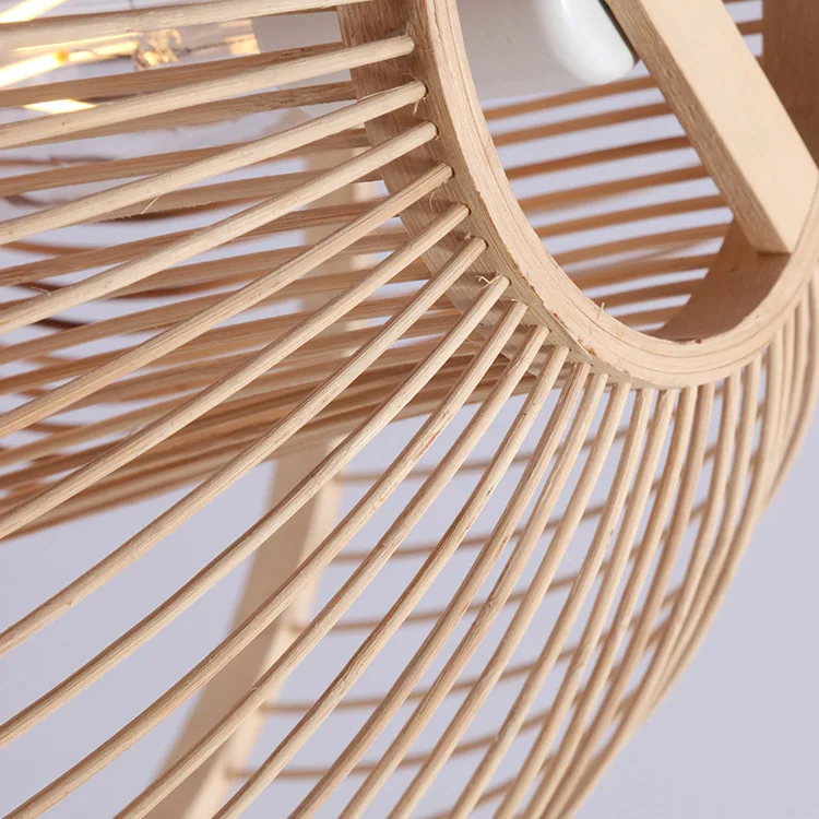 Modern handicraft handmade woven cane lantern round natural wicker bamboo rattan chandelier pendant lamp for restaurant hotel