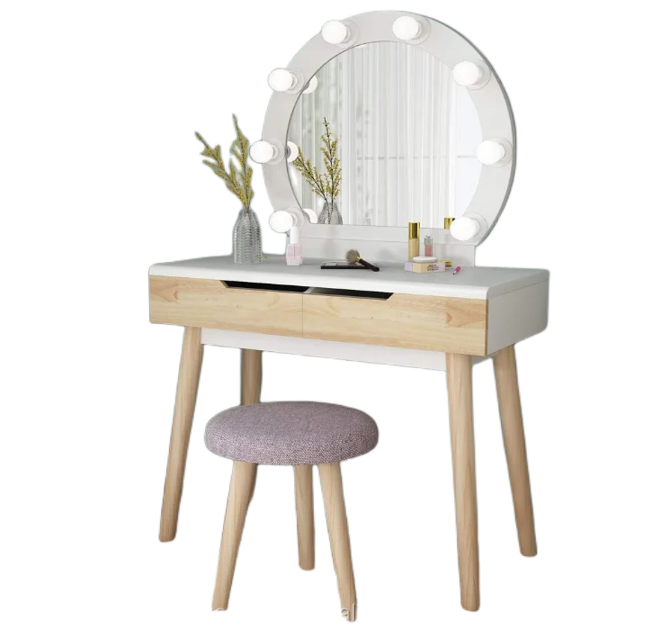 New Style MDF makeup dressing table With 2 Drawers Bedroom 360 Degree Rotating Mirror Bedroom Furniture