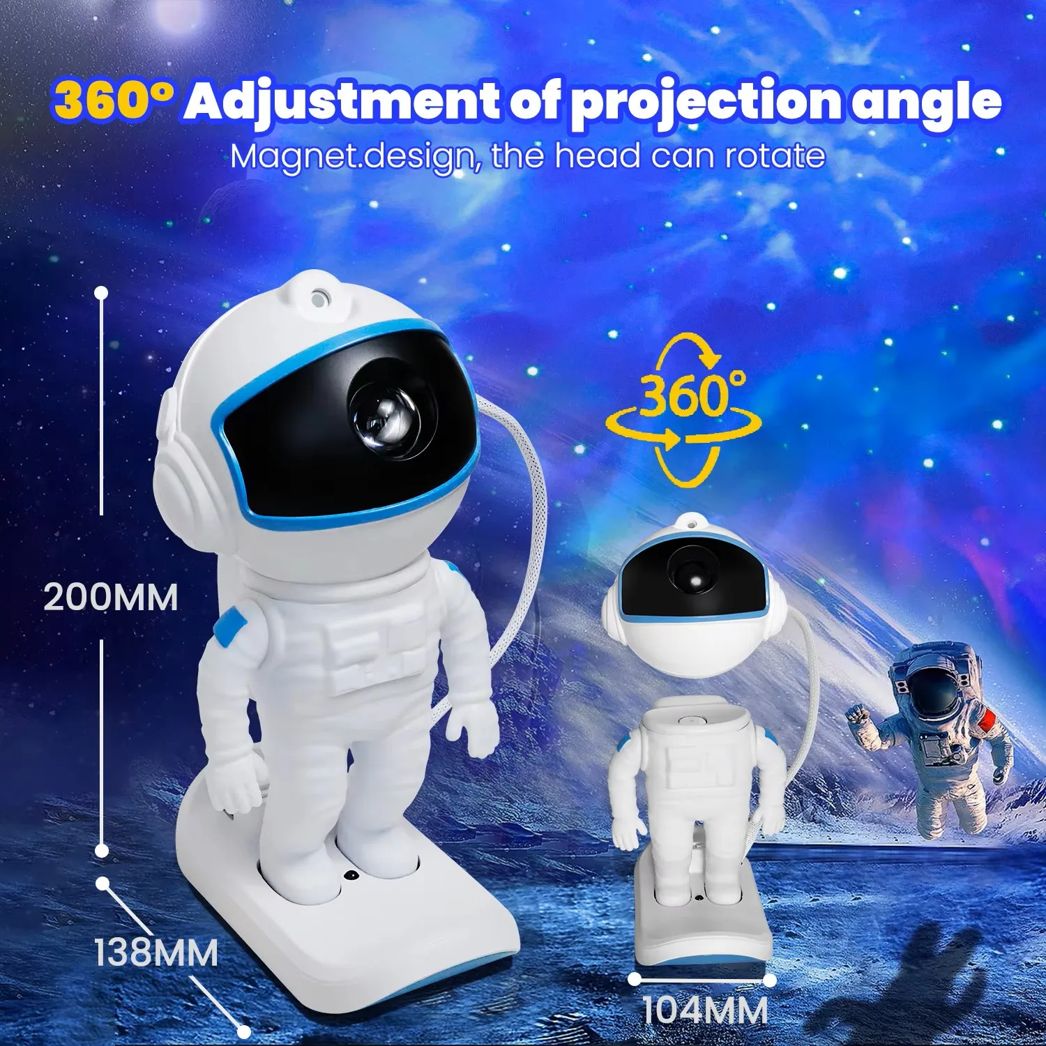 Skiing Astronaut Galaxy Projector Colorful Nebula Starry Sky Night Projector Smart Remote Control Led Desk Lamp For Bedroom