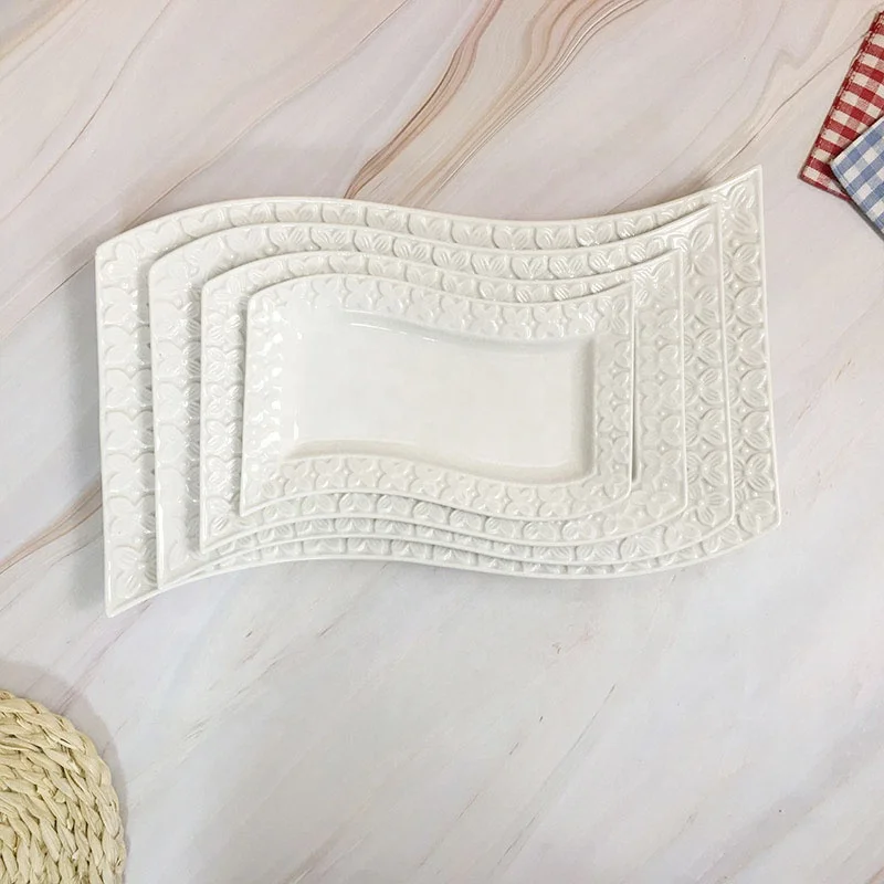
High quality exquisite ceramic tableware ,ceramic dinner plate irregular shape plate for restaurant 