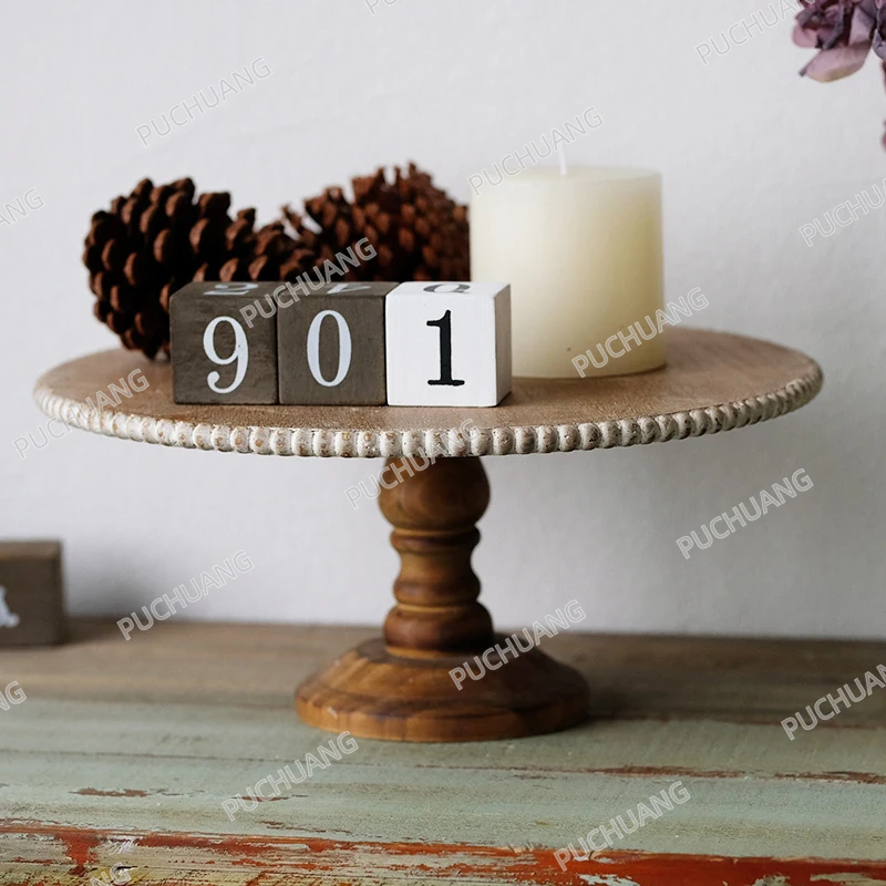 Beaded Bread Tray Cake Stand Round Snack Display Serving Tray for Birthday Wedding Anniversary  Cafe