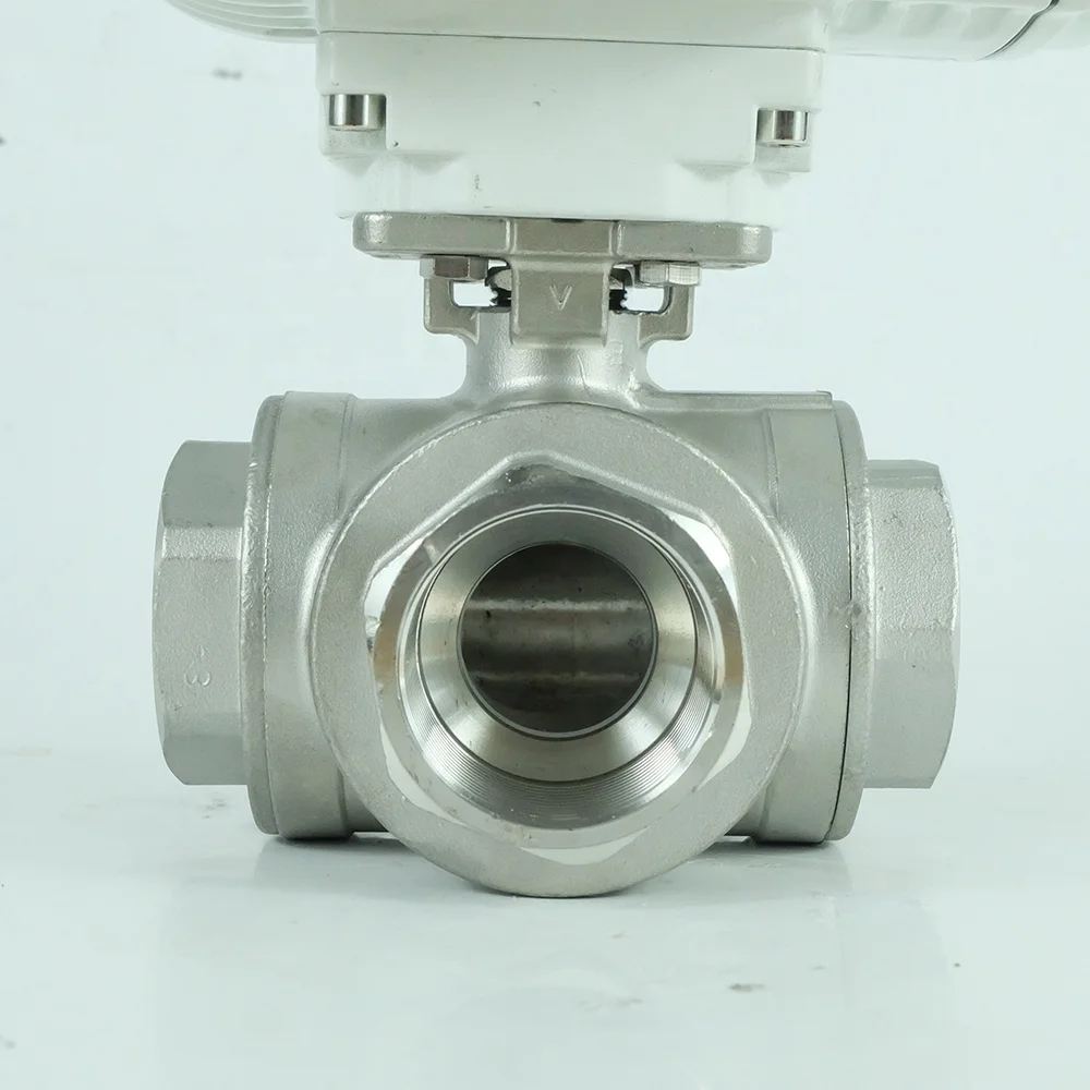 DKV OEM нержавеющая сталь Dn25 220V моторизованный работает Цапфовые 3-ходовой шаровой клапан