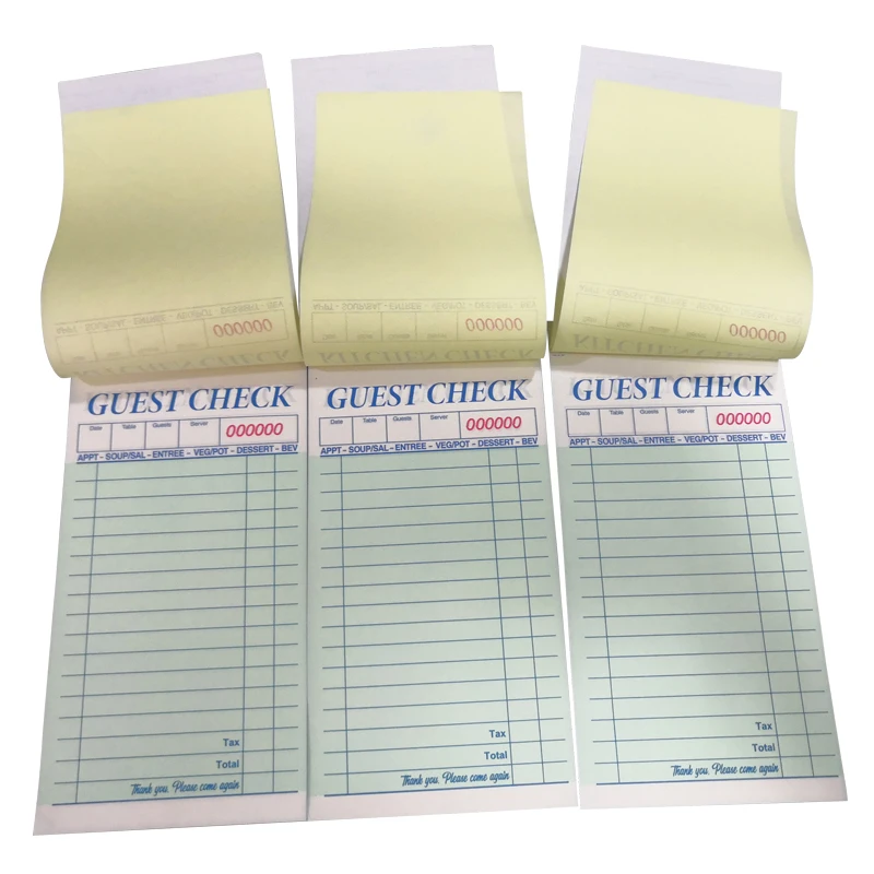 Restaurant Guest Check Receipt Book 89mmx165mm Offset Paper Paper & Paperboard 100% Pure Wood Pulp Neutral Packing,or Customized