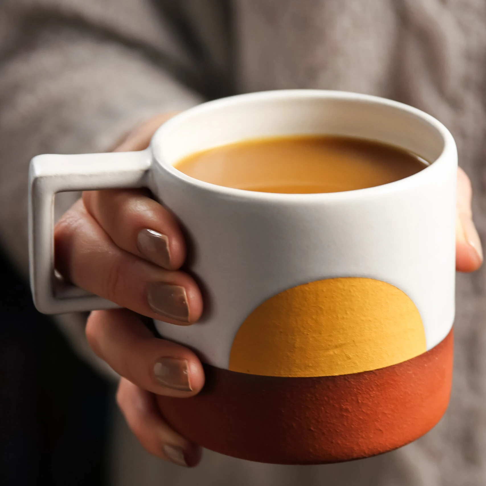 Custom modern design gift set coffee cup creative hand painted ceramic coffee mugs with handle