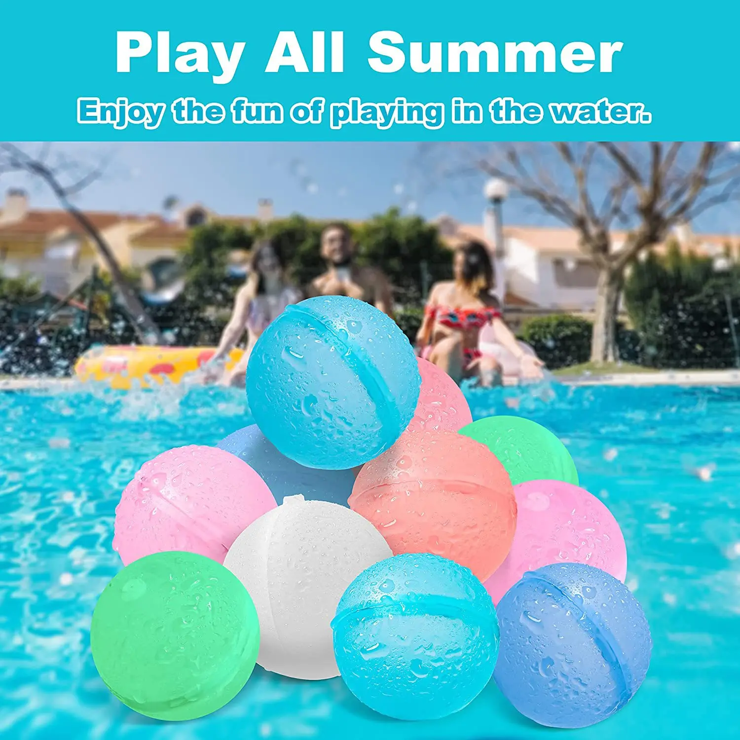12/24Pcs Quick Fill Self Sealing Splash Balls Refillable Reusable Silicone Big Water Bomb Balloons For Kids Water Fight